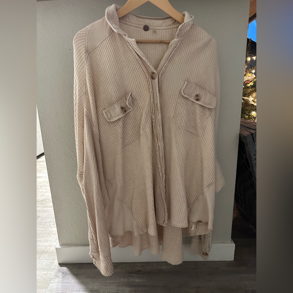 Free People Cream Button-Up Jacket